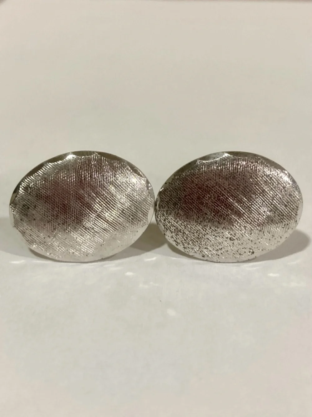 Sterling Silver Oval Textured Cuff Links Sterling T2 Vintage 10 Grams - Picture 6 of 14